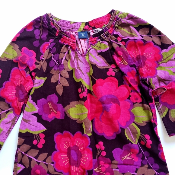 Sz M (8) Gap Kids Kensington Pink Purple Floral Corduroy Dress - Picture 4 of 10